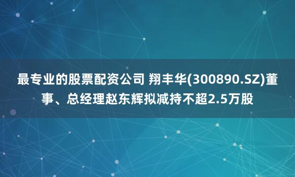 最专业的股票配资公司 翔丰华(300890.SZ)董事、总经理赵东辉拟减持不超2.5万股